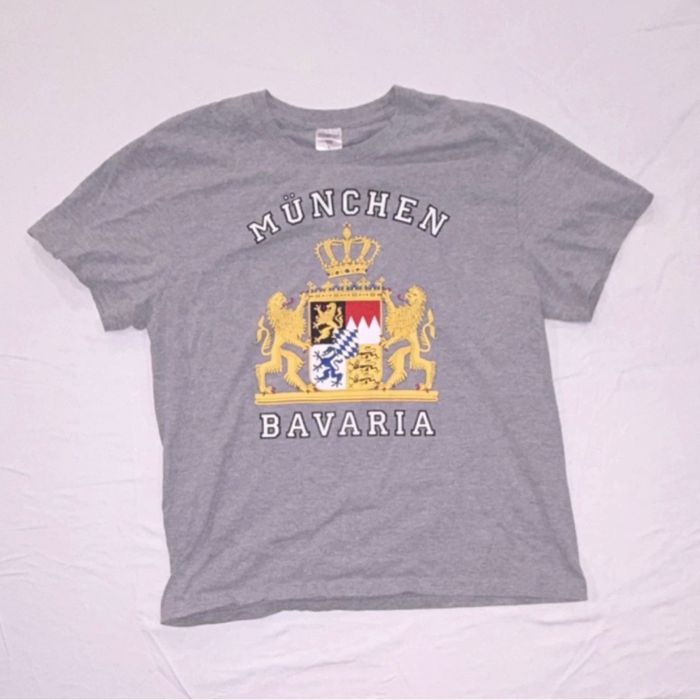 Stedman Comfort-T ST2100 Gray Crew Neck München Bavaria Graphic T-Shirt Size L